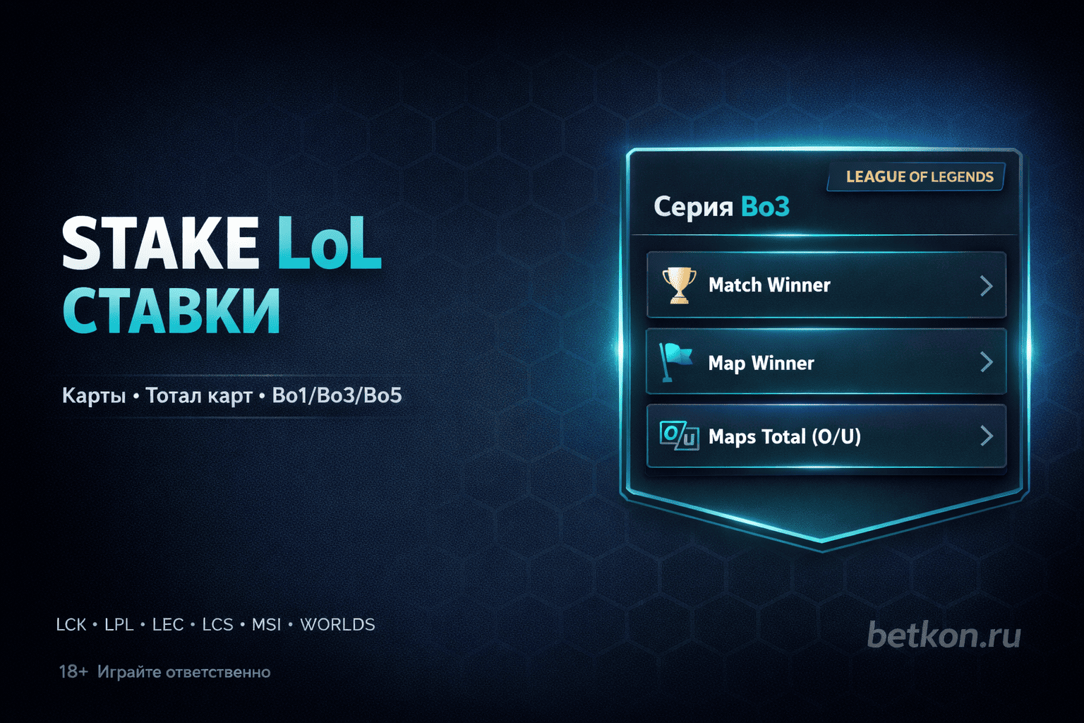 Stake LoL ставки: рынки, карты, тотал