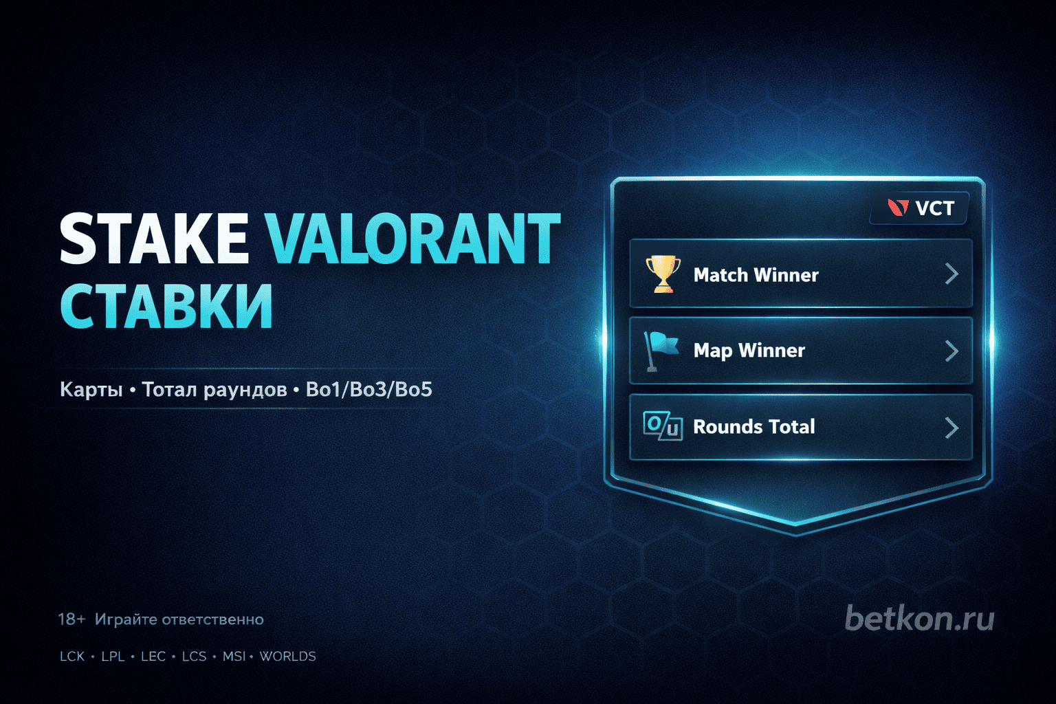 Stake Valorant ставки: рынки, карты, тотал раундов