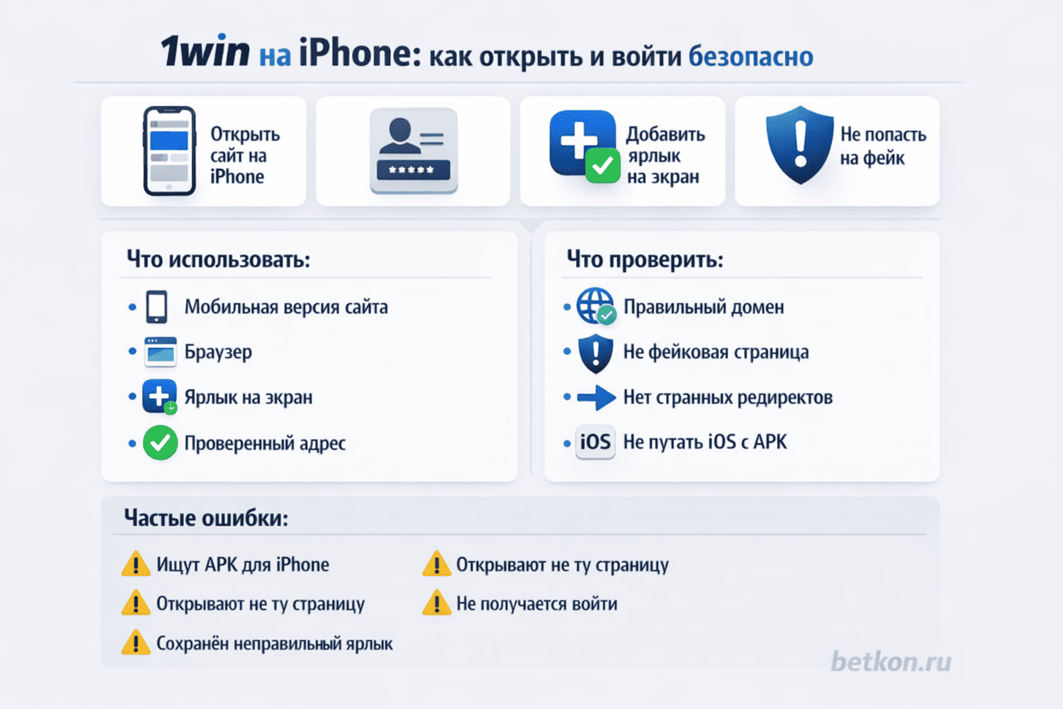 1win на iPhone: как открыть на iOS, войти безопасно и добавить ярлык на экран