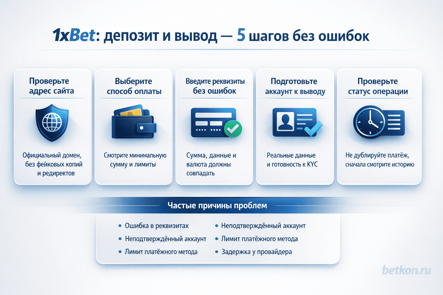 1xBet депозит и вывод: 5 шагов без ошибок